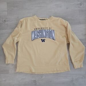 Champion Light Yellow Crewneck Sweatshirt with University Of Washington Logo